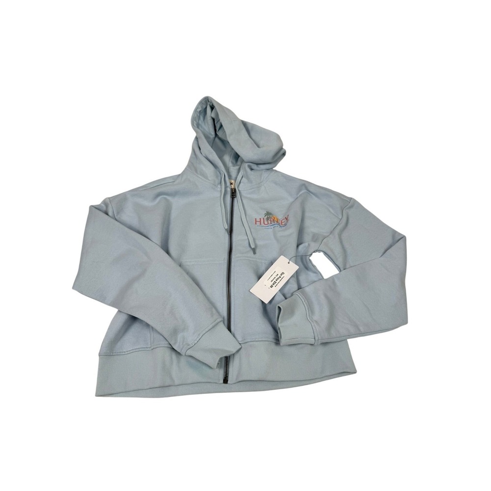NWT Hurley Womens Full Zip Hoodie Skyway Blue Costa Mesa CA Fleece XS